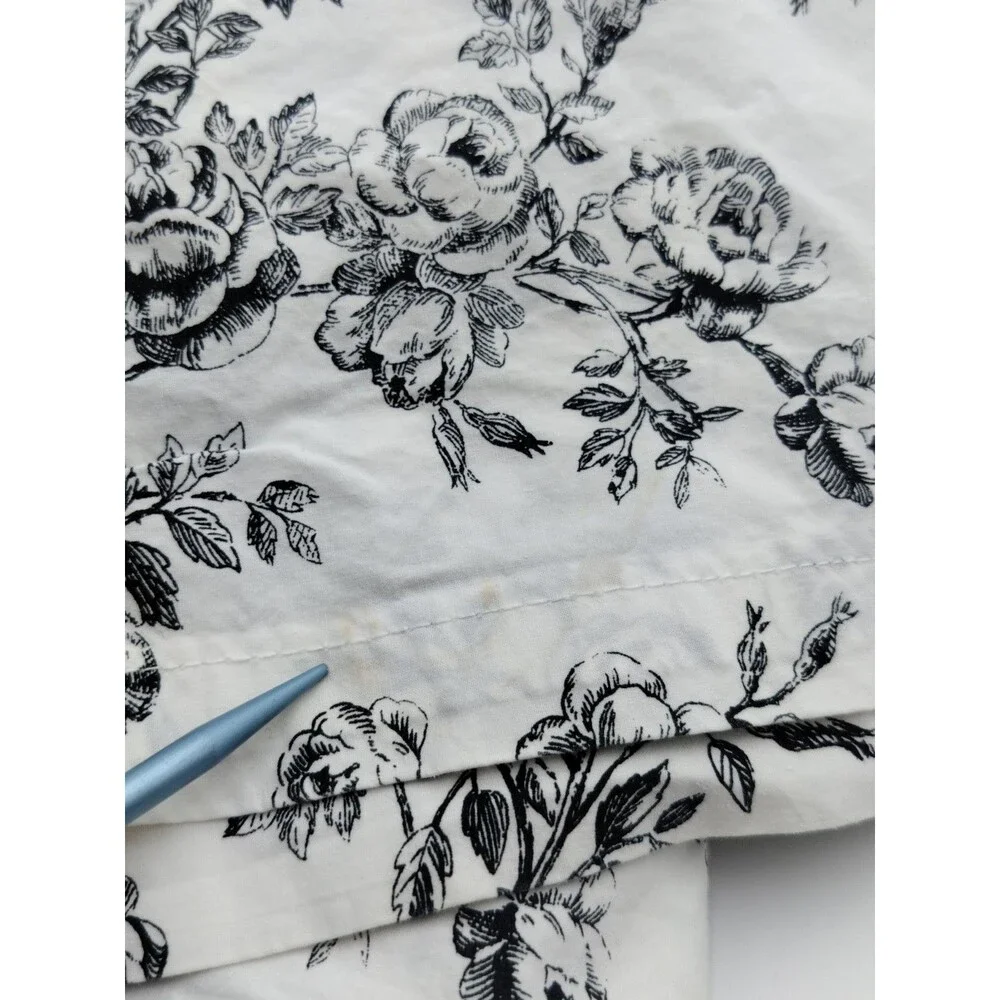 Lauren Ralph Lauren Cottage Hill Black & White Toile Floral Full Flat Sheet
